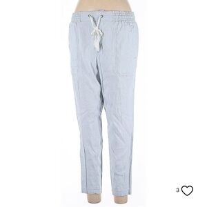 Lou & Grey Blue & White Linen Blend Tapered Pants Size S